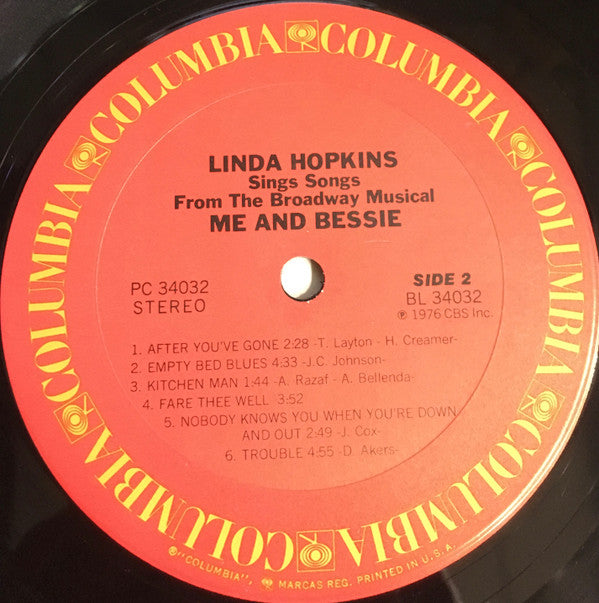 Linda Hopkins : Me And Bessie (Linda Hopkins Sings Songs From The Broadway Musical) (LP, Album)