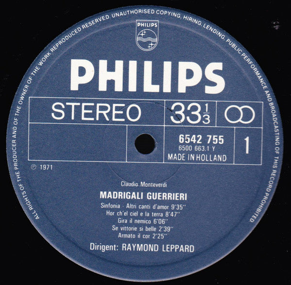 Claudio Monteverdi - Heather Harper, Lillian Watson, Luigi Alva, Ryland Davies, John Wakefield, Stafford Dean, Glyndebourne Festival Chorus, Raymond Leppard : Madrigali Libro VIII (3xLP + Box)
