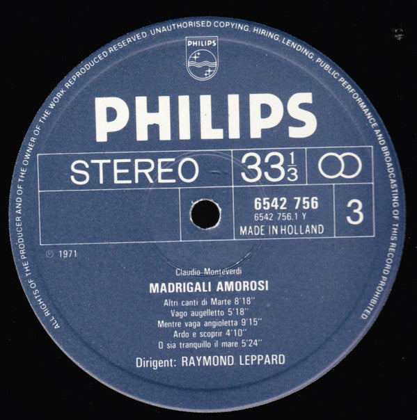 Claudio Monteverdi - Heather Harper, Lillian Watson, Luigi Alva, Ryland Davies, John Wakefield, Stafford Dean, Glyndebourne Festival Chorus, Raymond Leppard : Madrigali Libro VIII (3xLP + Box)
