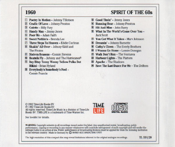 Various : The Spirit Of The 60s: 1960 (CD, Comp)