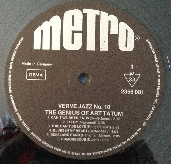 Art Tatum : The Genius Of Art Tatum (LP, Album, Mono)