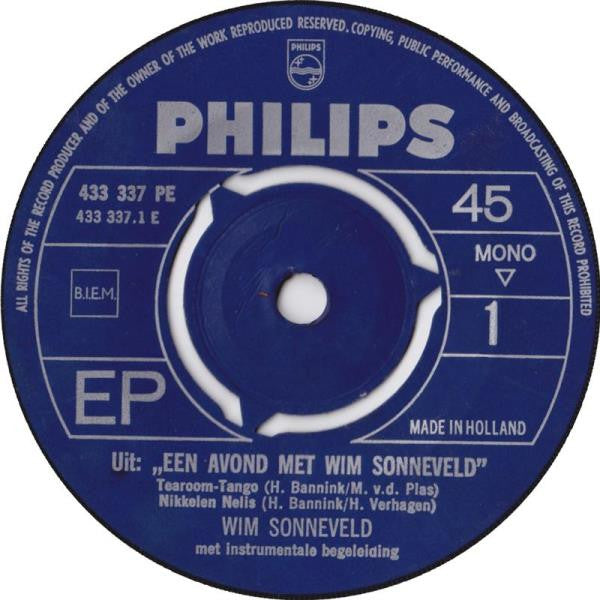 Wim Sonneveld : Uit: Een Avond Met Wim Sonneveld (7", EP, Mono)