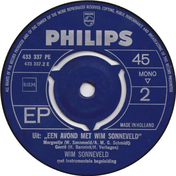 Wim Sonneveld : Uit: Een Avond Met Wim Sonneveld (7", EP, Mono)