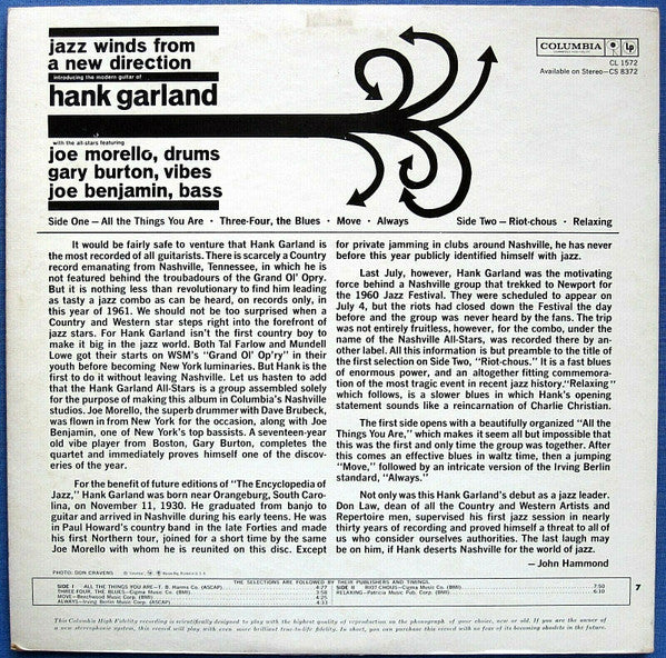 Hank Garland : Jazz Winds From A New Direction (LP, Mono)