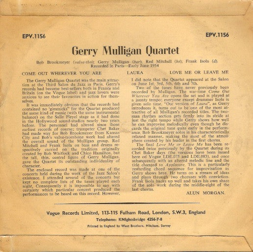 Gerry Mulligan : Paris Concert (7", EP)