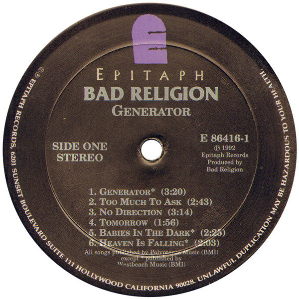Bad Religion : Generator (LP, Album)