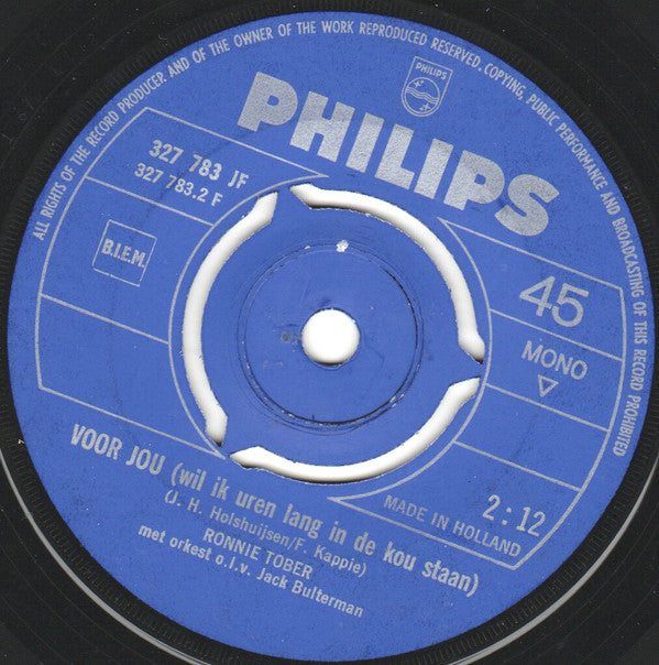 Ronnie Tober : Iedere Avond / Voor Jou (7", Single, Mono, Blu)