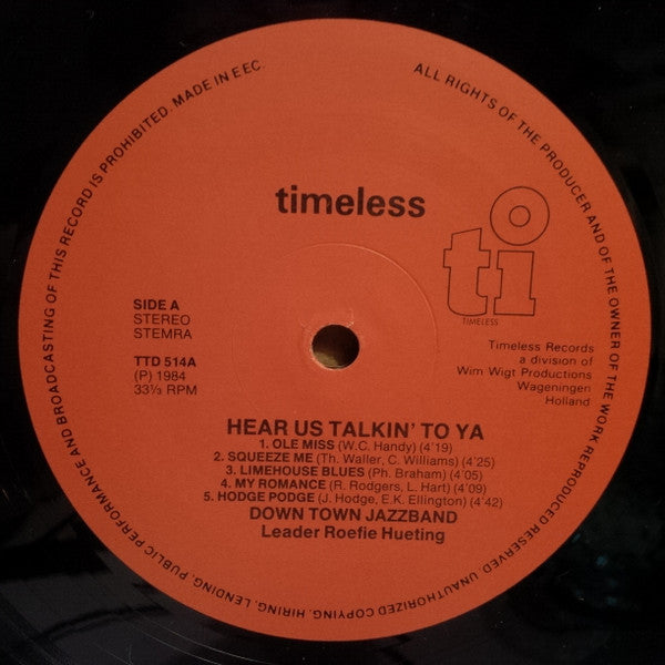 The Down Town Jazz Band : Hear Us Talkin' To Ya (LP, Album)