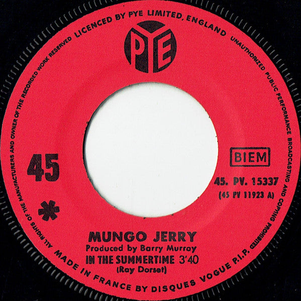 Mungo Jerry : In The Summertime (7", Single)