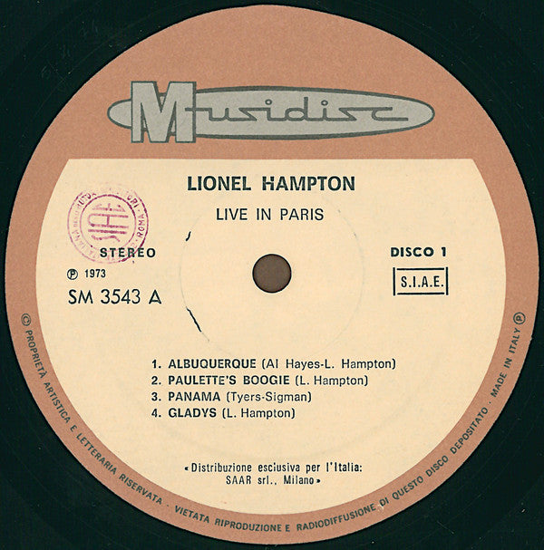 Lionel Hampton : Live In Paris Vol. 1 (LP, RE)