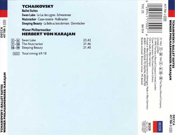 Pyotr Ilyich Tchaikovsky, Herbert Von Karajan, Wiener Philharmoniker : Ballet Suites (CD, RE, RM)