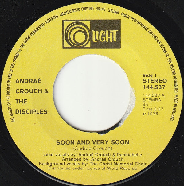 Andraé Crouch & The Disciples : Soon And Very Soon (7", Single)