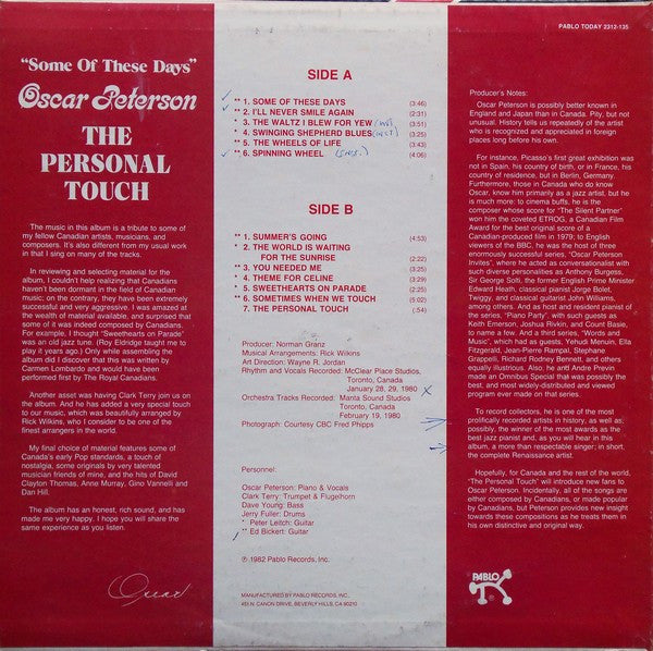 Oscar Peterson : The Personal Touch (LP, Album)