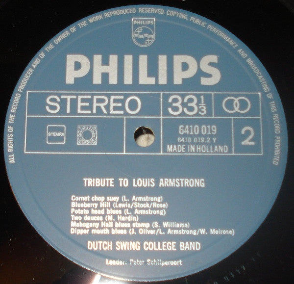 The Dutch Swing College Band : Tribute To Louis Armstrong (LP, Album)