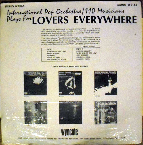 The International Pop Orchestra : Plays For Lovers Everywhere (LP)