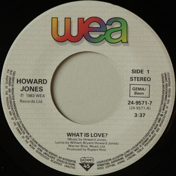 Howard Jones : What Is Love? (7", Single)