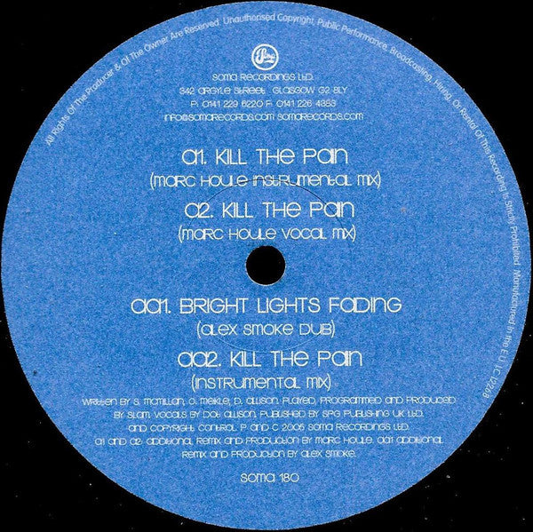 Slam Featuring Dot Allison : Kill The Pain (Marc Houle Remixes) (12")