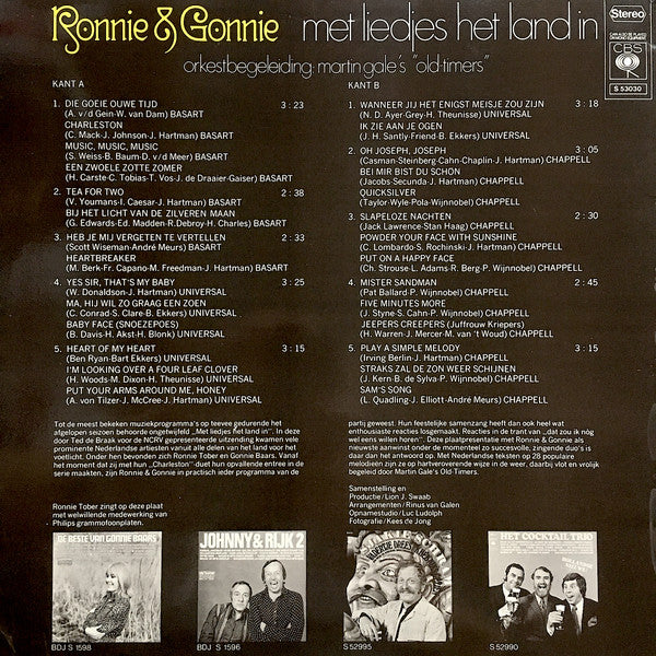 Ronnie Tober & Gonnie Baars Orkestbegeleiding: Martin Gale's "Old-Timers" : Met Liedjes Het Land In (LP)