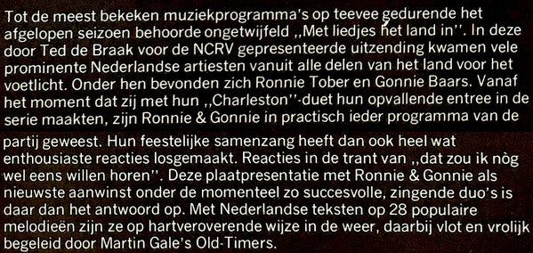 Ronnie Tober & Gonnie Baars Orkestbegeleiding: Martin Gale's "Old-Timers" : Met Liedjes Het Land In (LP)