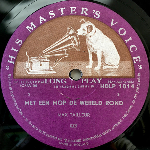 Max Tailleur : Met Een Mop De Wereld Rond (10", Album)