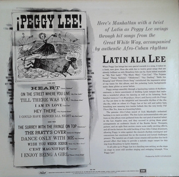 Peggy Lee : Latin Ala Lee! (LP, Album, Mono, RE)