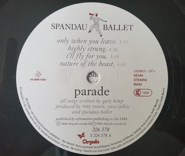 Spandau Ballet : Parade (LP, Album)
