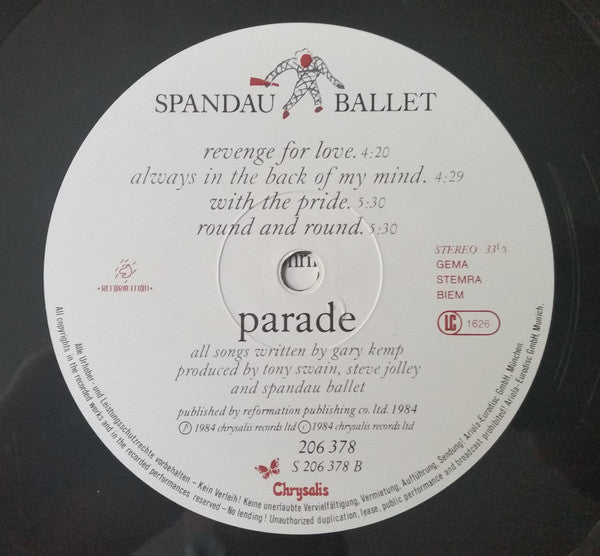Spandau Ballet : Parade (LP, Album)