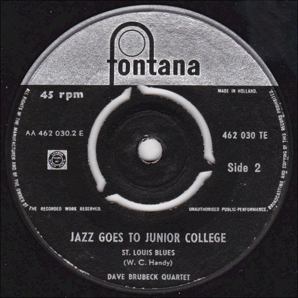 The Dave Brubeck Quartet : Jazz Goes To Junior College: The Masquerade Is Over - St. Louis Blues (7", Single)