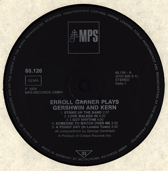 Erroll Garner : Erroll Garner Plays Gershwin And Kern (LP, Album)