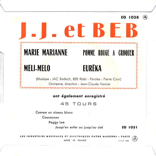 J. J. & Beb : Marie-Marianne / Méli-Mélo / Pomme Rouge À Croquer / Euréka (7", EP)