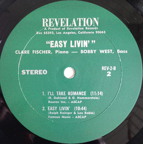 Clare Fischer : Easy Livin' (LP, Album, RM)
