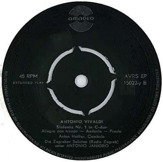 Antonio Vivaldi : Konzert Für Oboe Und Streicher In D-Moll / Sinfonia Nr.1 In C-Dur (7", EP)