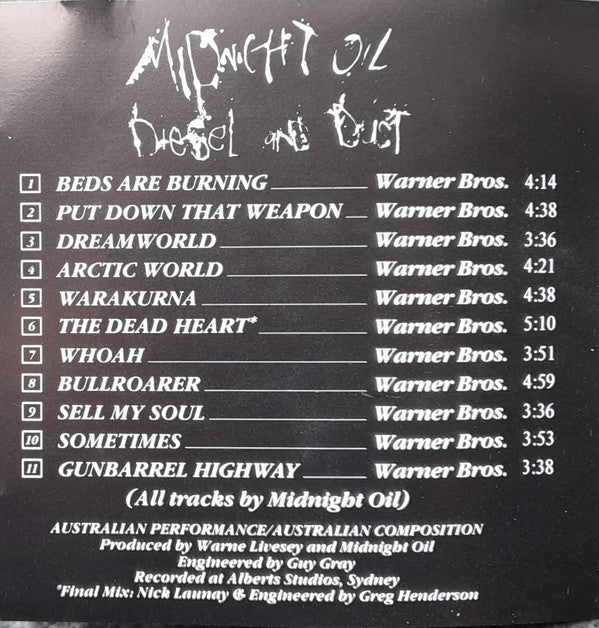 Midnight Oil : Diesel And Dust (CD, Album, RE)