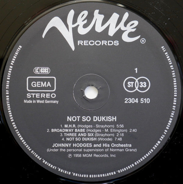 Johnny Hodges And His Orchestra : Not So Dukish 	 	 (LP)