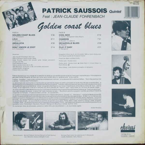 Patrick Saussois Quintet Feat : Jean-Claude Fohrenbach : Golden Coast Blues (LP, Album)