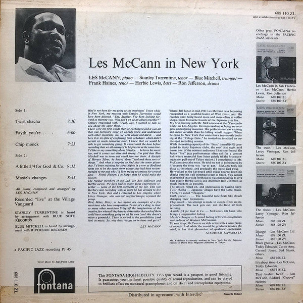 Les McCann : In New York (LP, Album, Mono)