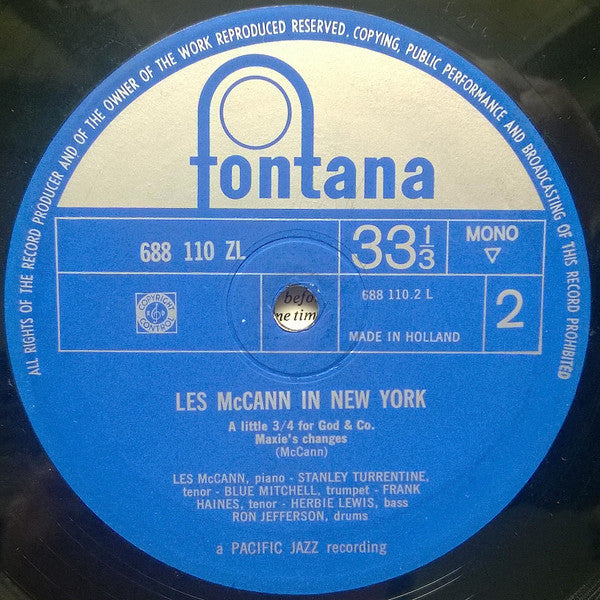 Les McCann : In New York (LP, Album, Mono)