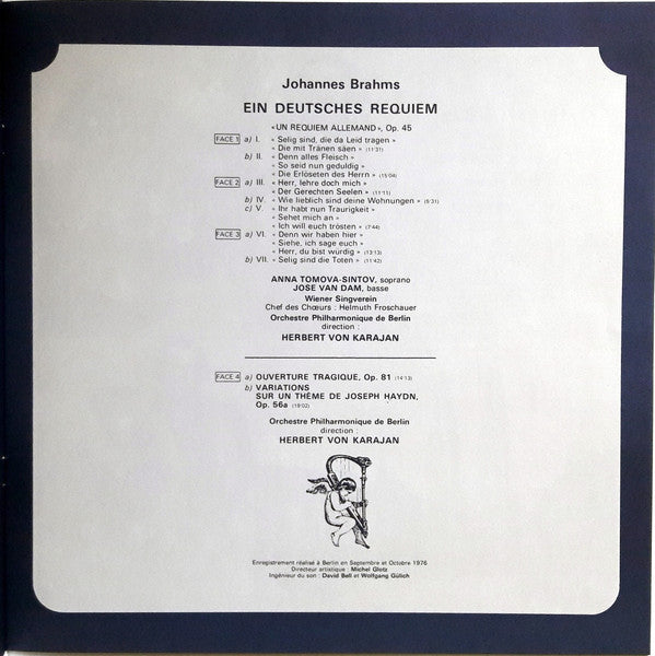 Johannes Brahms - Anna Tomowa-Sintow, José Van Dam, Wiener Singverein, Berliner Philharmoniker, Herbert Von Karajan : Ein Deutsches Requiem  (2xLP, RE + Box)