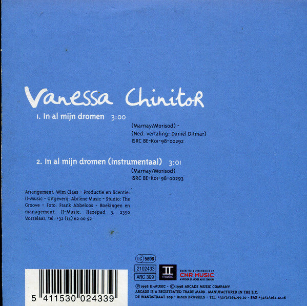 Vanessa Chinitor : In Al Mijn Dromen (CD, Single)