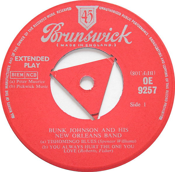 Bunk Johnson And His New Orleans Band : Tishomingo Blues (7", EP, RP, Tri)