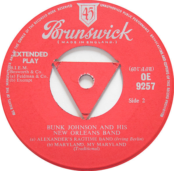Bunk Johnson And His New Orleans Band : Tishomingo Blues (7", EP, RP, Tri)