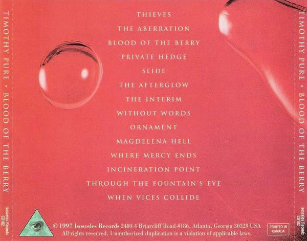 Timothy Pure : Blood Of The Berry (CD, Album)