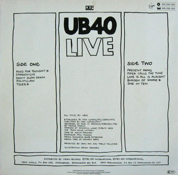UB40 : Live (LP, Album)