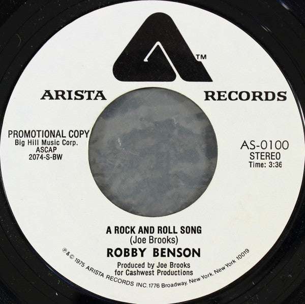 Robby Benson : A Rock And Roll Song (7", Single, Mono, Promo, Styrene)