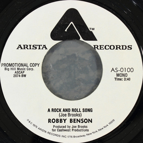 Robby Benson : A Rock And Roll Song (7", Single, Mono, Promo, Styrene)