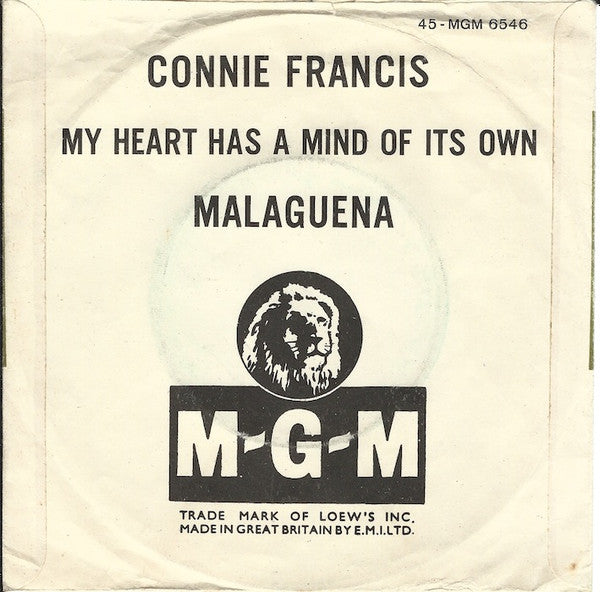 Connie Francis : Malaguena / My Heart Has A Mind Of Its Own (7", Single)