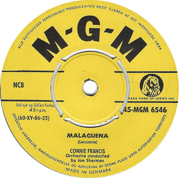 Connie Francis : Malaguena / My Heart Has A Mind Of Its Own (7", Single)