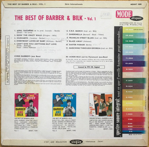 Chris Barber And Acker Bilk : The Best Of Barber And Bilk Volume One (LP, Comp, Mono)
