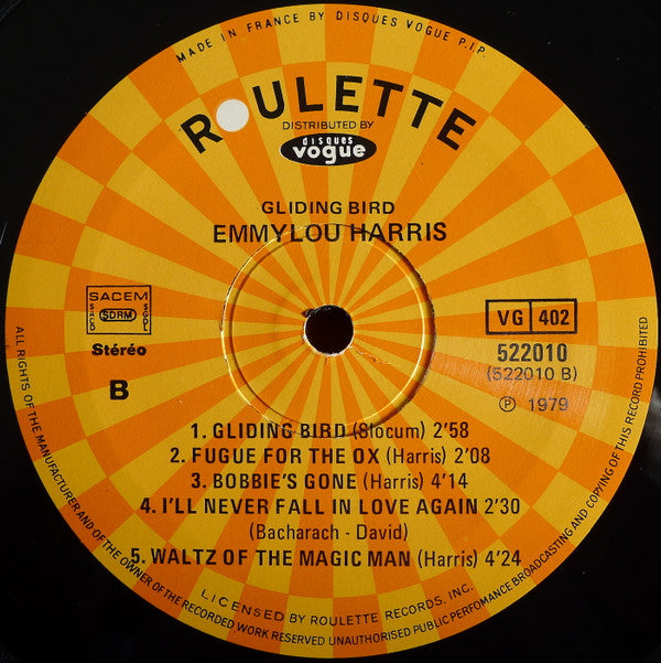 Emmylou Harris : Gliding Bird (LP, Album, RE)