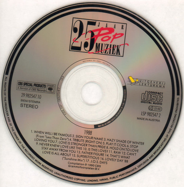Various : 25 Jaar Popmuziek - 1988 (CD, Comp, +Bo)